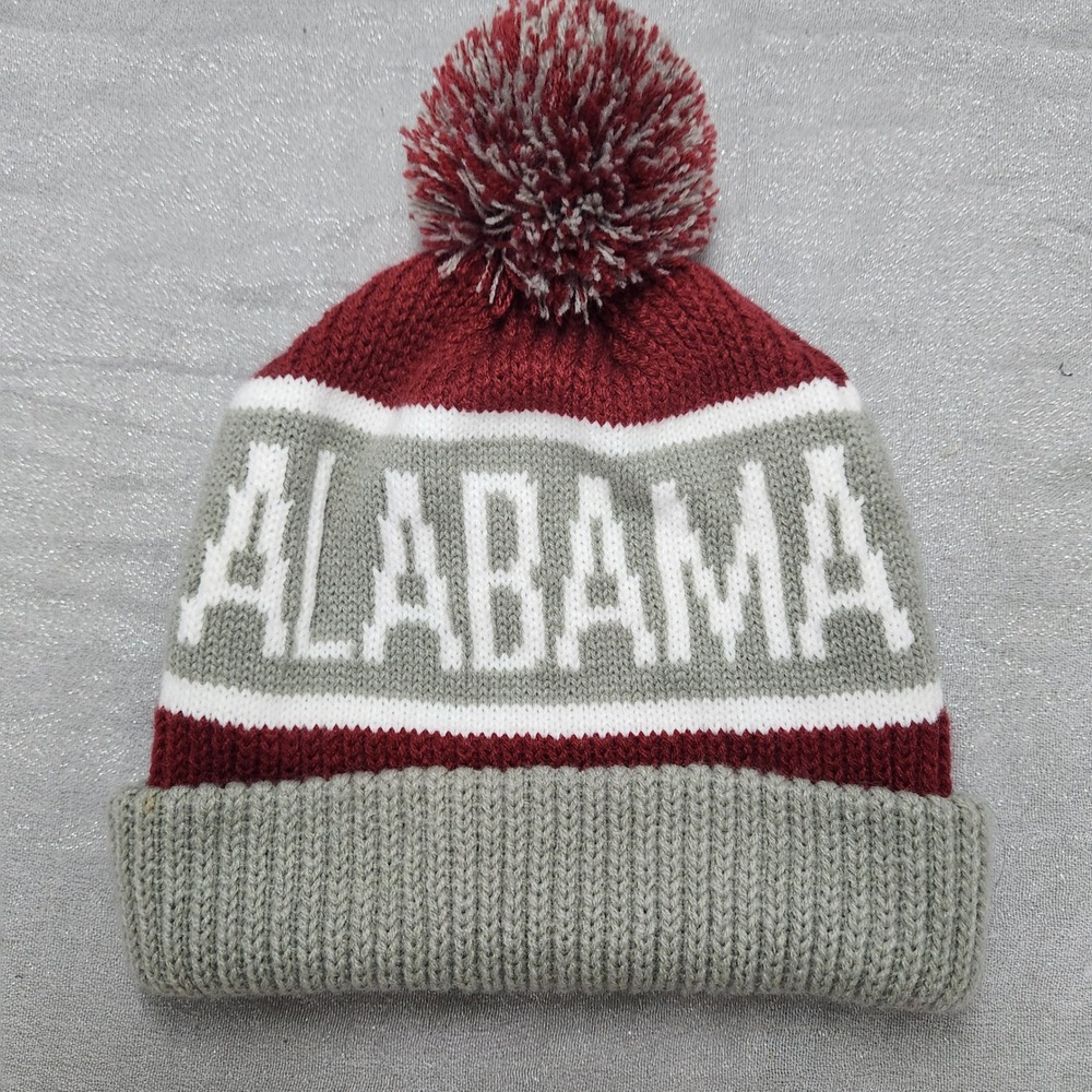 47 Brand Alabama Crimson Tide Roll Tide Knit Beanie Pom Hat Grey Crimson Mens OS